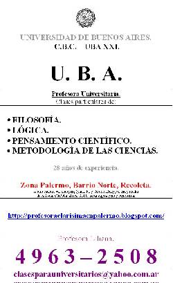 Clases Ingreso UBA CBC IPC 4963-2508 Profesora Palermo C.A.B.A.(Capital Federal), Argentina