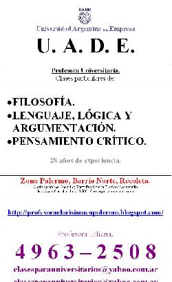 Clases de Lenguaje, Lgica y Argumentacin Uade Palermo C.A.B.A.(Capital Federal), Argentina