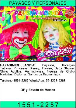 AAA. Payasos y Personajes para tu Fiesta Vamos a todo DF y Estado de Mexico, Mexico