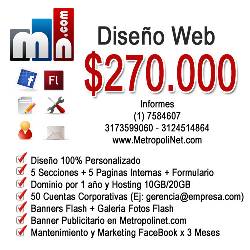 Diseo Web  + dominio + Hosting por $270.000  bogota, colombia