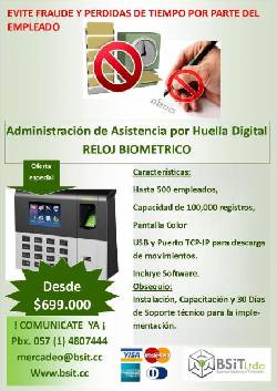 Control por huella en Bogot  $ 499000 bogota, colombia