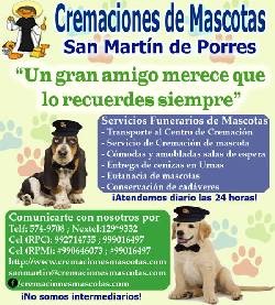 Cremaciones de Mascotas San Martin de Porres Lima, Perú