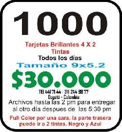 TARJETAS DE PRESENTACION A SOLO $30.000 bogota, colombia